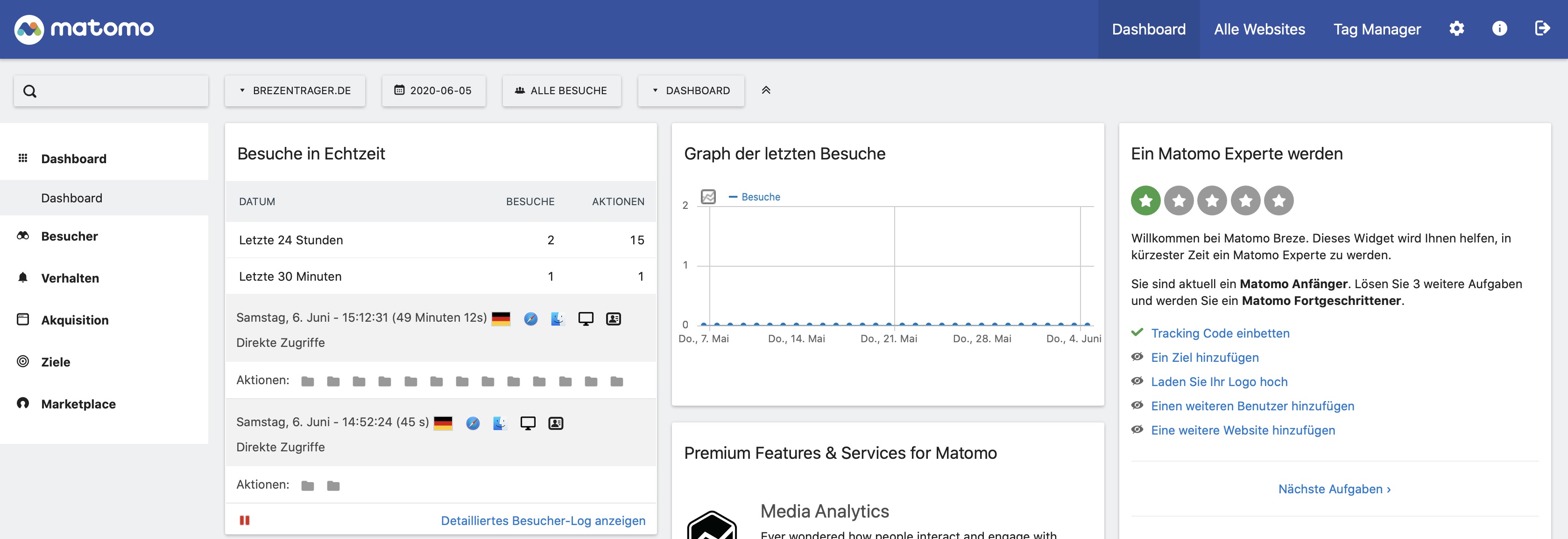 Web-Analytics über Matomo